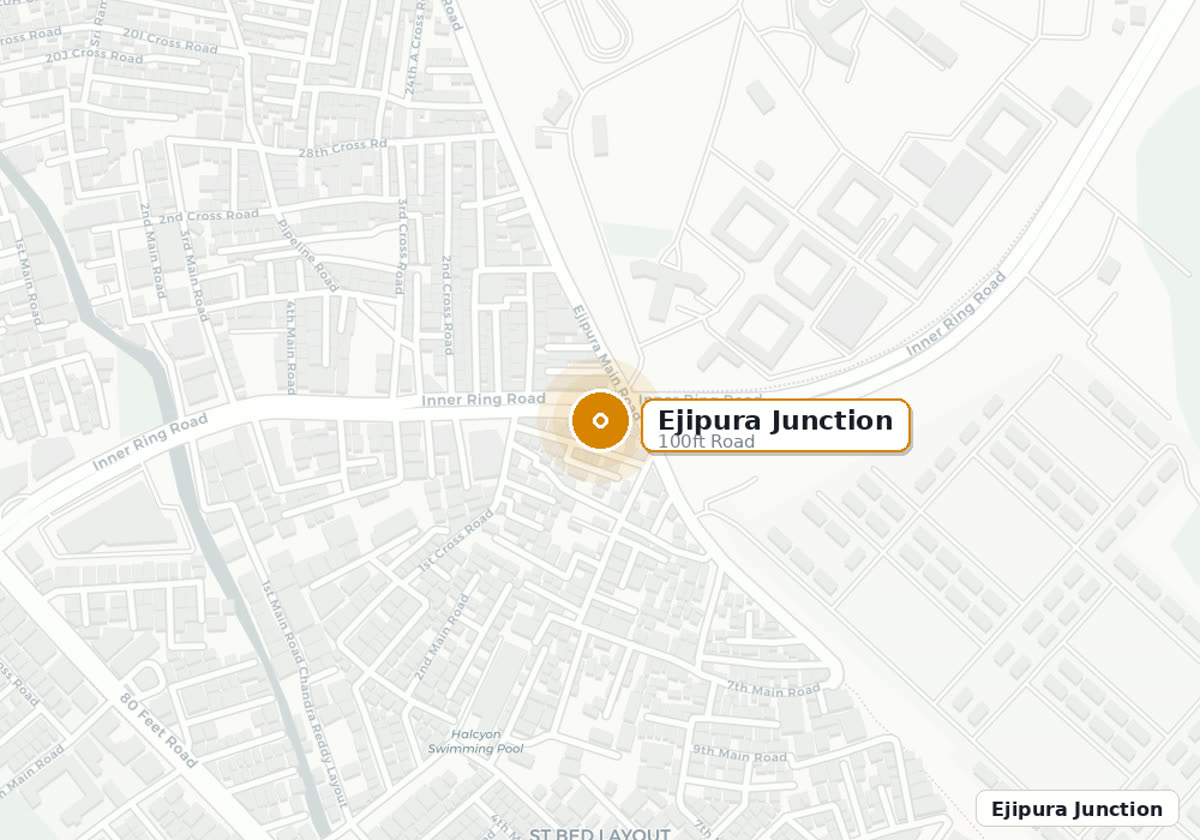Location map for Ejipura Junction → Koramangala