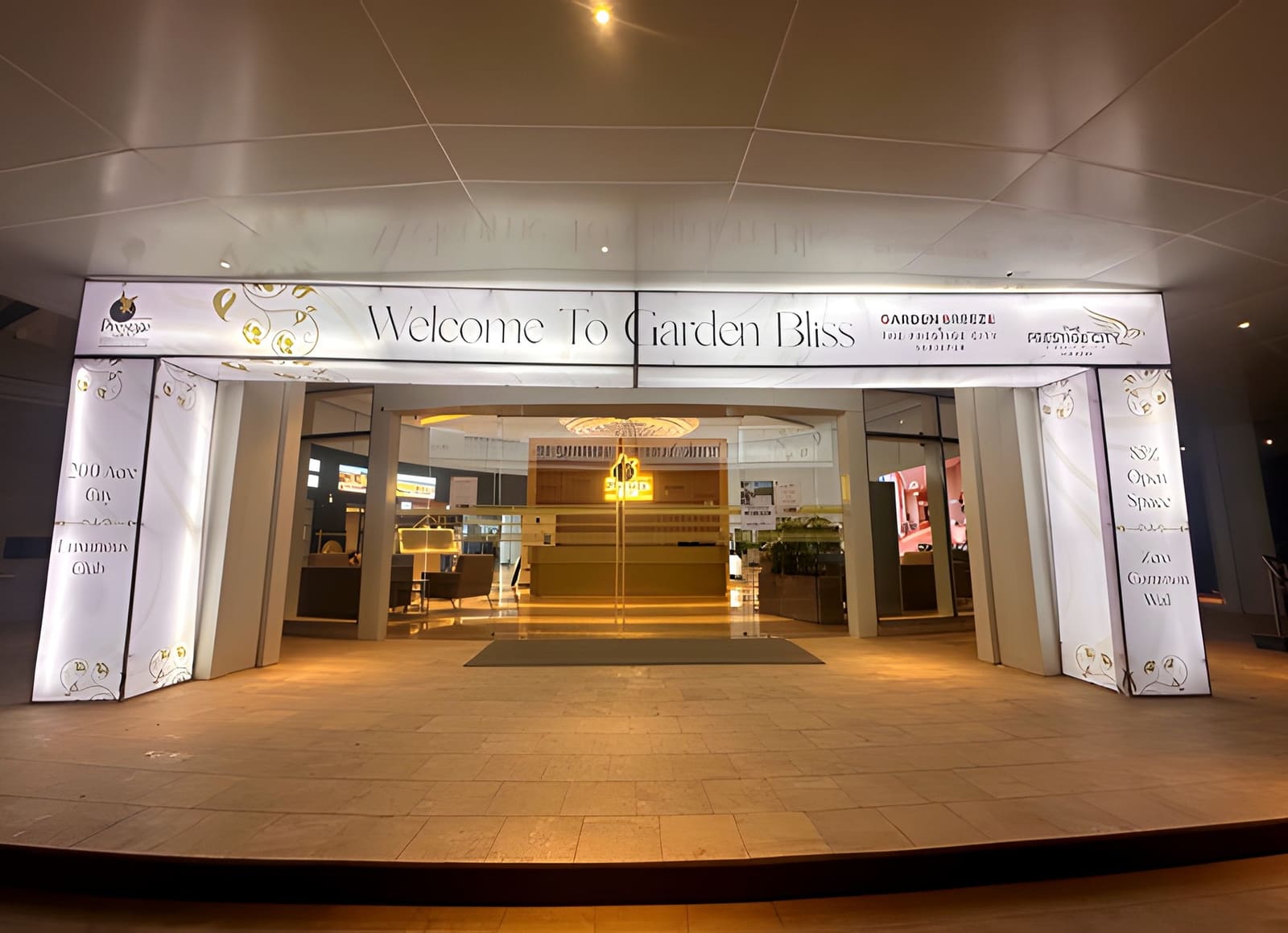 Backlit entrance arch