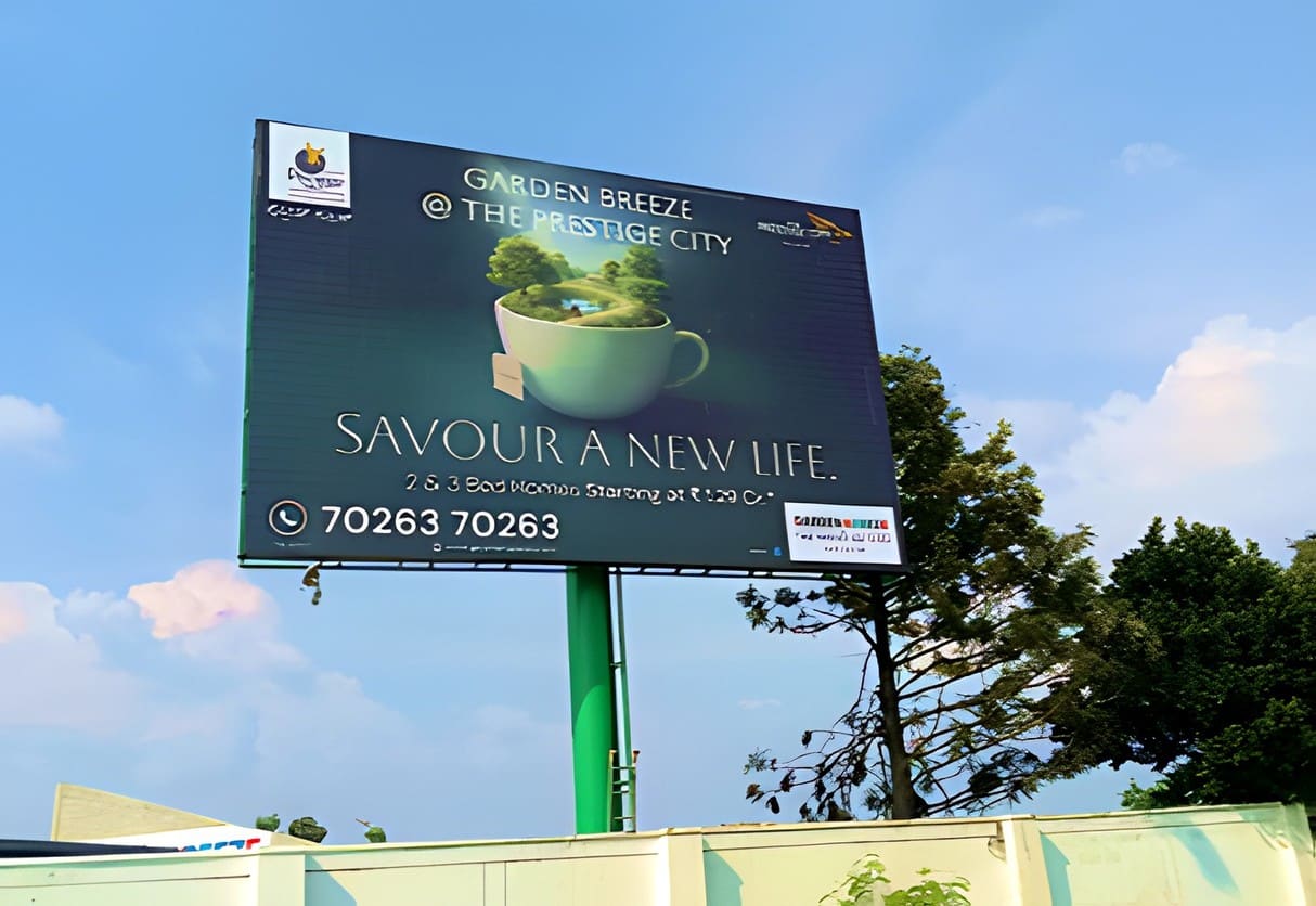 Large-format hoarding at the property
